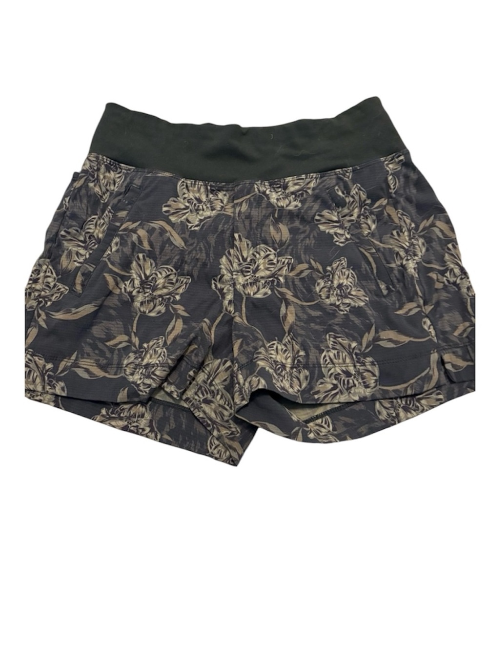 Athleta Floral High-Rise Running Shorts with Zipper Pocket